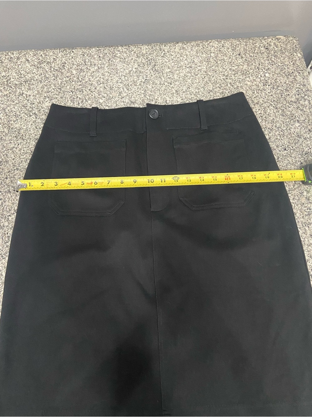 MAEVE by Anthropologie Black Skirt W/Front & Back Patch Pockets Career Comfy  LP - Picture 12 of 13